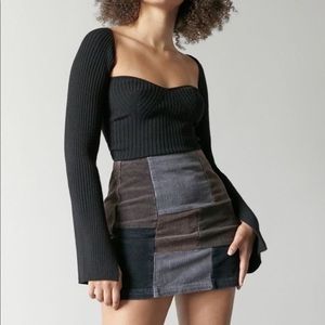 Urban Outfitters Juliet Portrait Neck Ribbed Sweater in Black Size M